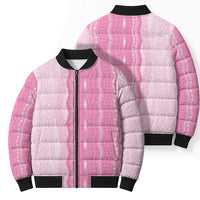 Vintage Pink Hawaiian Traditional Kapa Mix Flowers Lei Bomber Puffer Jacket LT7 - Polynesian Pride