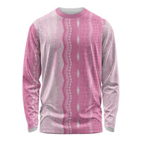 Vintage Pink Hawaiian Traditional Kapa Mix Flowers Lei Long Sleeve Shirt