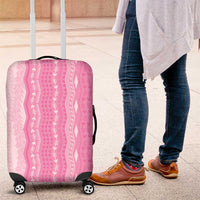 Vintage Pink Hawaiian Traditional Kapa Mix Flowers Lei Luggage Cover