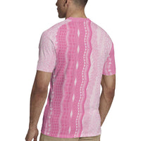 Vintage Pink Hawaiian Traditional Kapa Mix Flowers Lei Rugby Jersey LT7 - Polynesian Pride