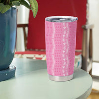 Vintage Pink Hawaiian Traditional Kapa Mix Flowers Lei Tumbler Cup LT7 - Polynesian Pride