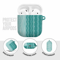 Vintage Teal Hawaiian Traditional Kapa Mix Flowers Lei AirPods Case