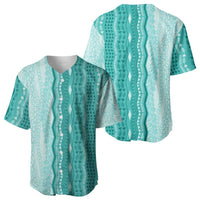Vintage Teal Hawaiian Traditional Kapa Mix Flowers Lei Baseball Jersey