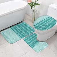 Vintage Teal Hawaiian Traditional Kapa Mix Flowers Lei Bathroom Set