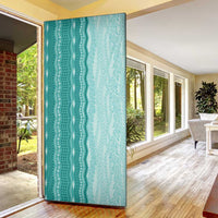 Vintage Teal Hawaiian Traditional Kapa Mix Flowers Lei Door Cover LT7 - Polynesian Pride
