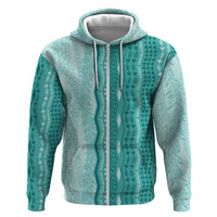 Vintage Teal Hawaiian Traditional Kapa Mix Flowers Lei Hoodie LT7 Zip Hoodie Teal - Polynesian Pride