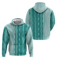 Vintage Teal Hawaiian Traditional Kapa Mix Flowers Lei Zip Hoodie LT7 - Polynesian Pride