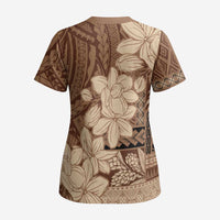 Samoa Women's Day Scrub Top Tiale Flower Mix Siapo Tapa - Polynesian Pride