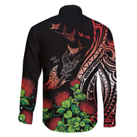 Aloha Hawaii Manta Rays Family Matching Short Sleeve Bodycon Dress and Hawaiian Shirt Red Ohia Lehua