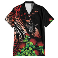 Aloha Hawaii Manta Rays Family Matching Summer Maxi Dress and Hawaiian Shirt Red Ohia Lehua