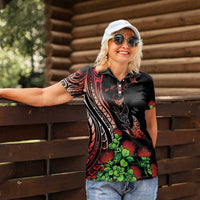 Aloha Hawaii Manta Rays Women Polo Shirt Red Ohia Lehua