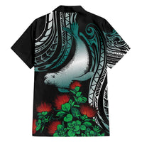 Aloha Hawaii Monk Seal Family Matching Summer Maxi Dress and Hawaiian Shirt Mix Ohia Lehua