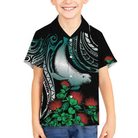 Aloha Hawaii Monk Seal Kid Hawaiian Shirt Mix Ohia Lehua