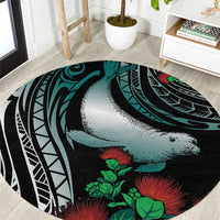 Aloha Hawaii Monk Seal Round Carpet Mix Ohia Lehua LT7 Teal - Polynesian Pride