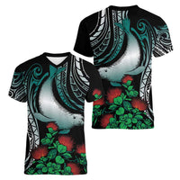 Aloha Hawaii Monk Seal Women V-Neck T-Shirt Mix Ohia Lehua