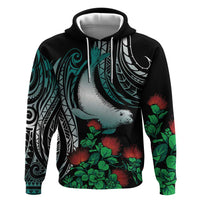 Aloha Hawaii Monk Seal Zip Hoodie Mix Ohia Lehua