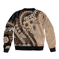 Bula Fiji Bomber Jacket Mocha Brown Kaivity Masi Tapa LT7 - Polynesian Pride