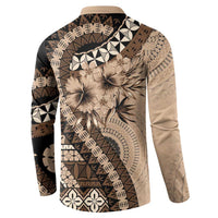 Bula Fiji Button Sweatshirt Mocha Brown Kaivity Masi Tapa LT7 - Polynesian Pride