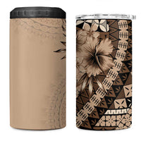 Bula Fiji 4 in 1 Can Cooler Tumbler Mocha Brown Kaivity Masi Tapa LT7 One Size: 16 oz Brown - Polynesian Pride