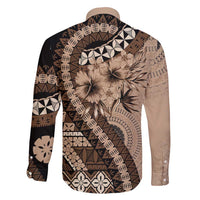 Bula Fiji Family Matching Mermaid Dress and Hawaiian Shirt Mocha Brown Kaivity Masi Tapa