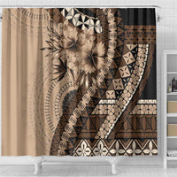 Bula Fiji Shower Curtain Mocha Brown Kaivity Masi Tapa LT7 - Polynesian Pride