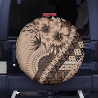 Bula Fiji Spare Tire Cover Mocha Brown Kaivity Masi Tapa LT7 No hole Brown - Polynesian Pride