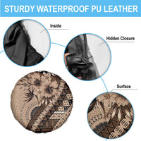 Bula Fiji Spare Tire Cover Mocha Brown Kaivity Masi Tapa LT7 - Polynesian Pride