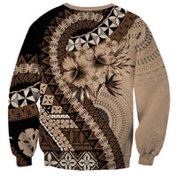 Bula Fiji Sweatshirt Mocha Brown Kaivity Masi Tapa LT7 - Polynesian Pride