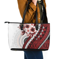Bula Fiji Leather Tote Bag White Kaivity Masi Tapa LT7 - Polynesian Pride