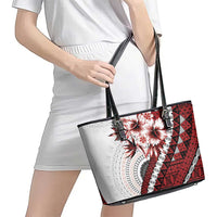 Bula Fiji Leather Tote Bag White Kaivity Masi Tapa LT7 - Polynesian Pride