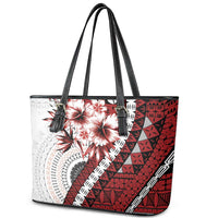 Bula Fiji Leather Tote Bag White Kaivity Masi Tapa LT7 - Polynesian Pride