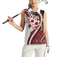 Bula Fiji Women Sleeveless Polo Shirt White Kaivity Masi Tapa LT7 - Polynesian Pride