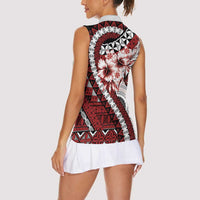 Bula Fiji Women Sleeveless Polo Shirt White Kaivity Masi Tapa LT7 - Polynesian Pride