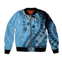 Bula Fiji Bomber Jacket Turquoise Kaivity Masi Tapa LT7 Unisex Turquoise - Polynesian Pride