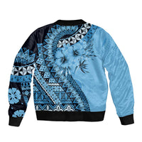 Bula Fiji Bomber Jacket Turquoise Kaivity Masi Tapa LT7 - Polynesian Pride