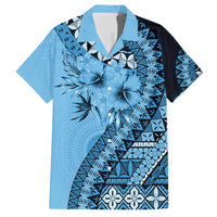 Bula Fiji Family Matching Short Sleeve Bodycon Dress and Hawaiian Shirt Turquoise Kaivity Masi Tapa