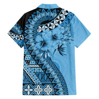 Bula Fiji Family Matching Short Sleeve Bodycon Dress and Hawaiian Shirt Turquoise Kaivity Masi Tapa