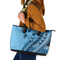 Bula Fiji Leather Tote Bag Turquoise Kaivity Masi Tapa LT7 Turquoise - Polynesian Pride