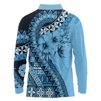 Bula Fiji Long Sleeve Polo Shirt Turquoise Kaivity Masi Tapa LT7 - Polynesian Pride