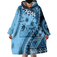Bula Fiji Wearable Blanket Hoodie Turquoise Kaivity Masi Tapa