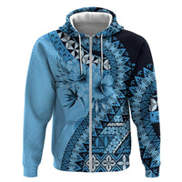 Bula Fiji Zip Hoodie Turquoise Kaivity Masi Tapa