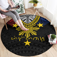 Philippines Heritage Baybayin Mix Polynesian Round Carpet LT7 - Polynesian Pride