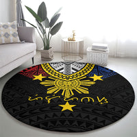 Philippines Heritage Baybayin Mix Polynesian Round Carpet LT7 - Polynesian Pride