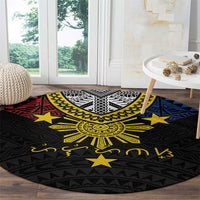 Philippines Heritage Baybayin Mix Polynesian Round Carpet LT7 - Polynesian Pride