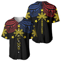 Philippines Heritage Personalized Baseball Jersey Baybayin Philipinas Sun