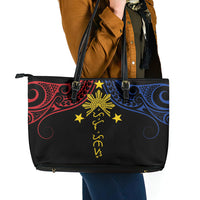 Philippines Heritage Leather Tote Bag Baybayin Philipinas Sun