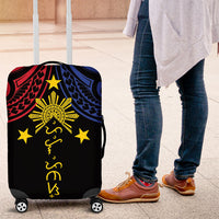 Philippines Heritage Luggage Cover Baybayin Philipinas Sun LT7 Black - Polynesian Pride