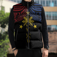 Philippines Heritage Personalized Sleeveless Puffer Jacket Baybayin Philipinas Sun LT7 - Polynesian Pride