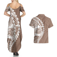 Polynesian Pride Couples Matching Summer Maxi Dress and Hawaiian Shirt Polynesia Tribal - Tropical Brown LT7 - Polynesian Pride