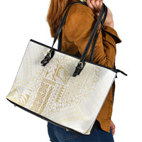Samoa Lotu Tamaiti Mamanu Siapo Leather Tote Bag Golden Plumeria LT7 - Polynesian Pride